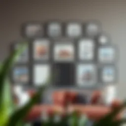 Elegant arrangement of 5 x 5 picture frames on a stylish wall