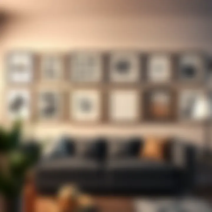 Gallery Wall with Cohesive Theme Using 5 x 5 Frames A curated gallery wall with 5 x 5 picture frames creating a cohesive theme