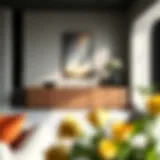 Contemporary Credenza in Modern Setting Elegant contemporary credenza with sleek design in modern living room