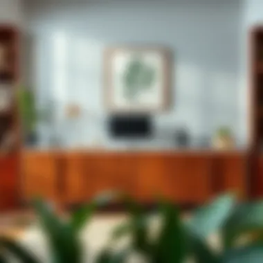 Credenza highlighting versatile storage solutions in home office