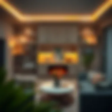 Installation of hard wired cabinet lights in a cozy living room