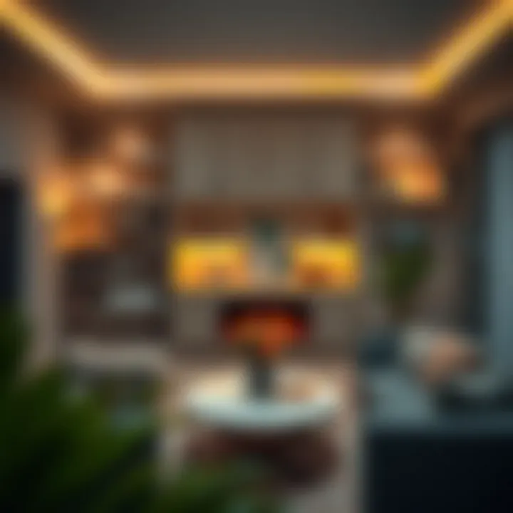 Installation of hard wired cabinet lights in a cozy living room