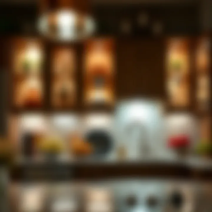 Stylish application of cabinet lights enhancing interior decor