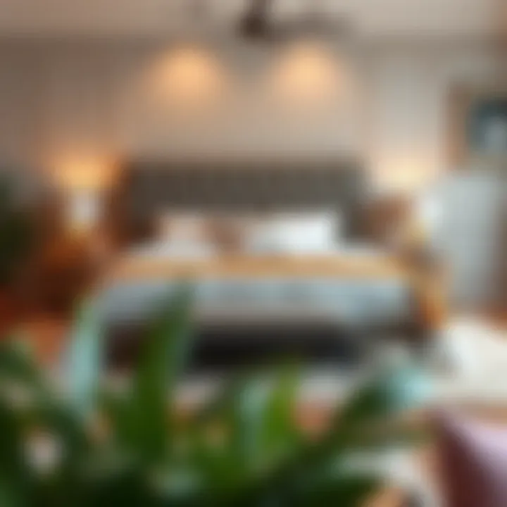 Elegant upholstered twin bed in a cozy setting