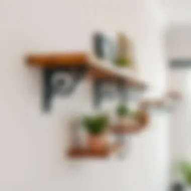 Well-installed wall brackets supporting decorative shelves