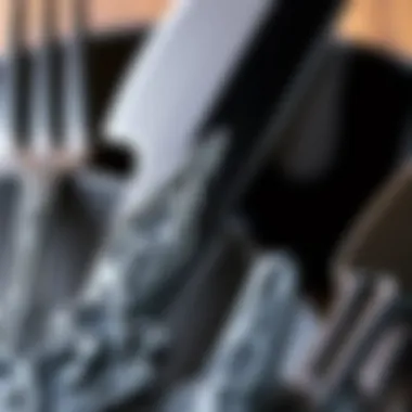 Stylish Detailing of All Black Silverware Close-up of intricate design on black silverware