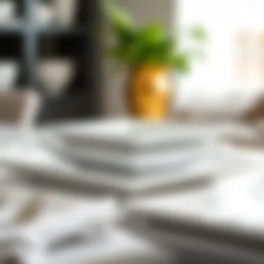 Distinctive Design Features of Corelle Square Dishes Close-up of the unique design and texture of Corelle square dishes