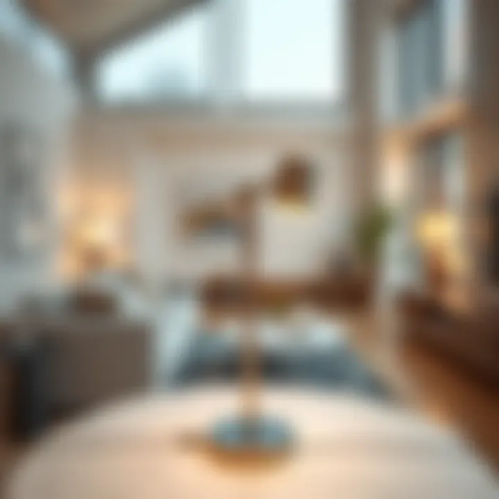 Modern living space featuring a stylish articulated table lamp.