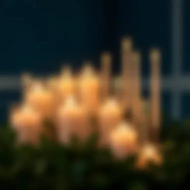 Artistic Arrangement of Solar Taper Candles Variety of solar-powered taper candles displayed in an artistic arrangement