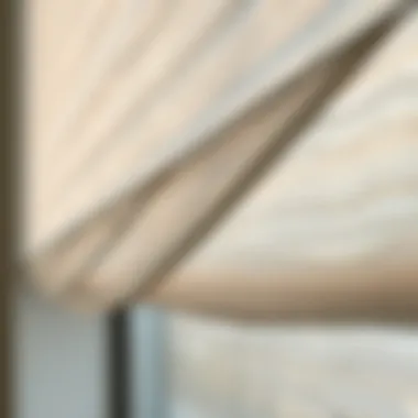 Close-up view of Bali dual solar shades highlighting the unique material textures and patterns.