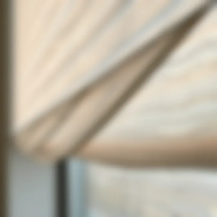 Close-up view of Bali dual solar shades highlighting the unique material textures and patterns.