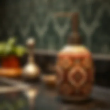 Stylish ceramic soap dispenser with decorative patterns