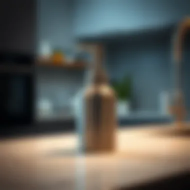 Minimalistic stainless steel soap dispenser on a countertop