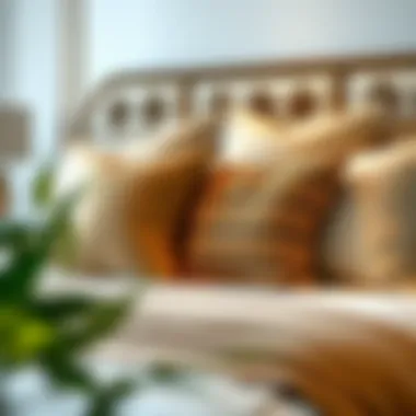 Luxurious big pillow arrangement on a stylish bed