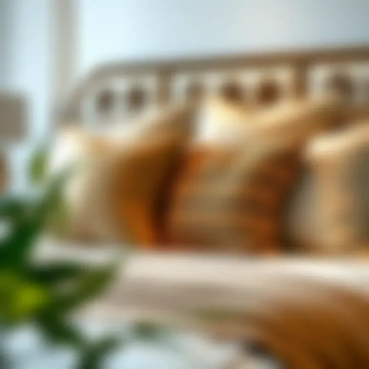 Luxurious big pillow arrangement on a stylish bed