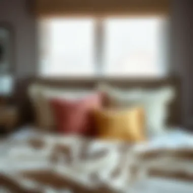 Cozy bedroom featuring big pillows enhancing aesthetic appeal