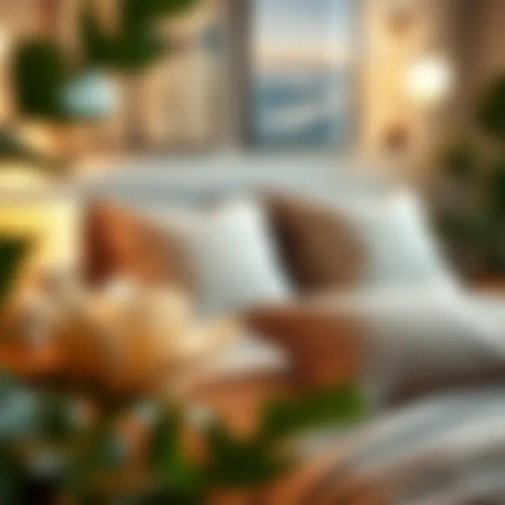 Stylish big pillows complementing modern bedroom decor