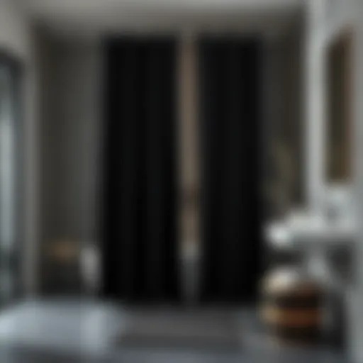 Elegant black stall shower curtain in a modern bathroom setting