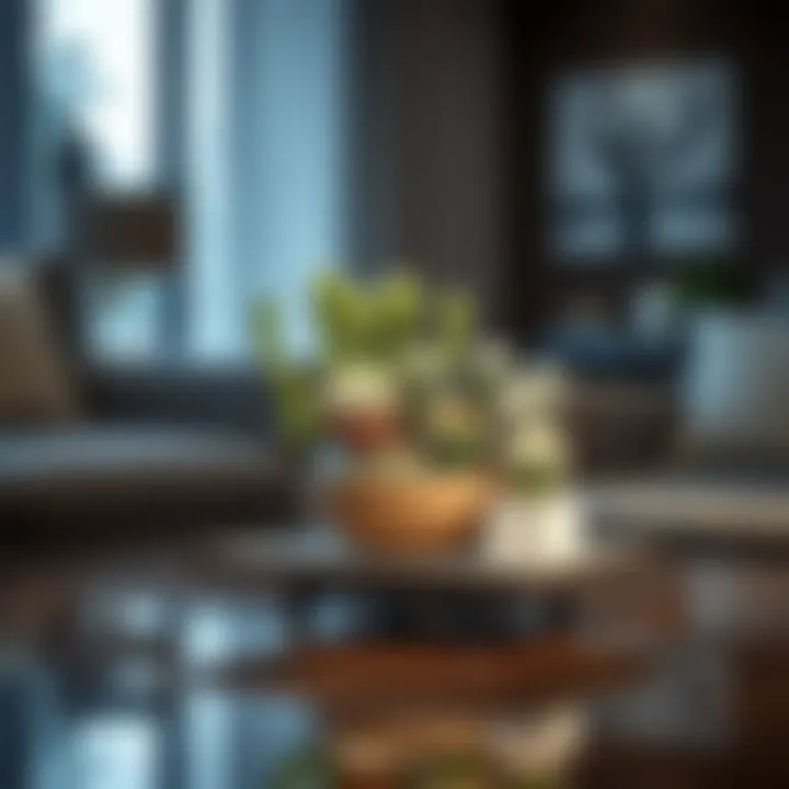 Cactus Centerpiece in Modern Decor A beautifully arranged small cactus centerpiece on a modern coffee table, complementing the interior design.