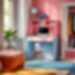 Compact children's desk in a vibrant color scheme