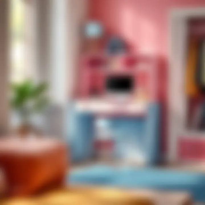 Compact children's desk in a vibrant color scheme