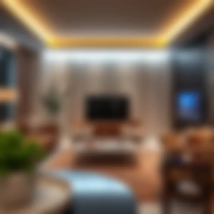 Stylish living room featuring an 85-inch TV and a modern stand