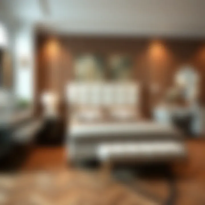 Elegant bedroom showcasing a complete set with coordinated decor