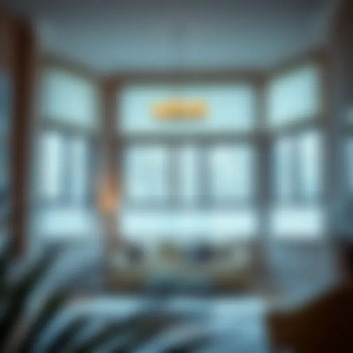 Illustration of a well-lit room with 58.5 inch blinds providing light control