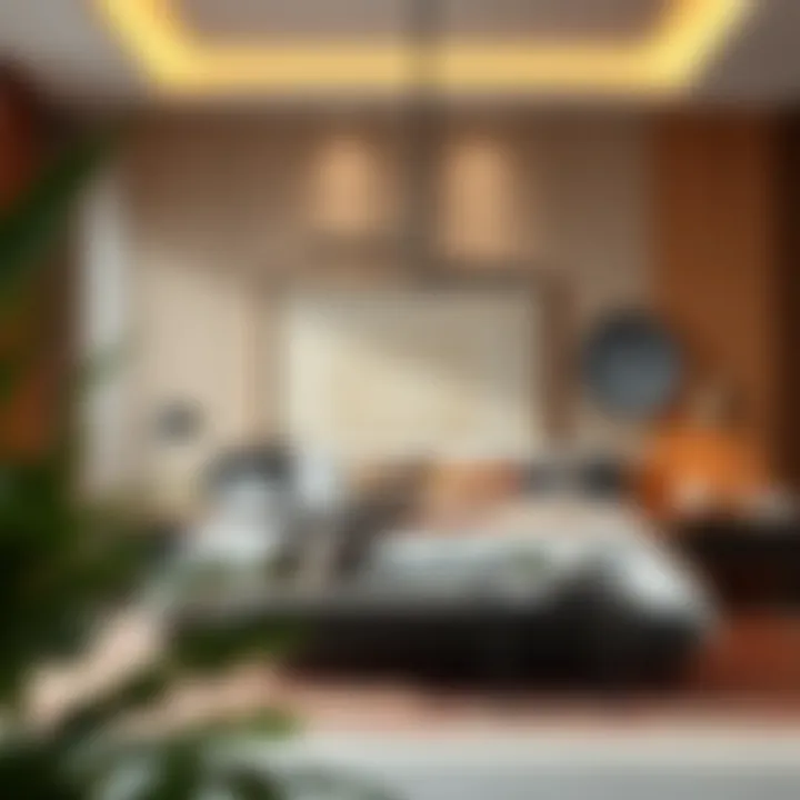 Luxurious materials displayed in a modern bedroom setting