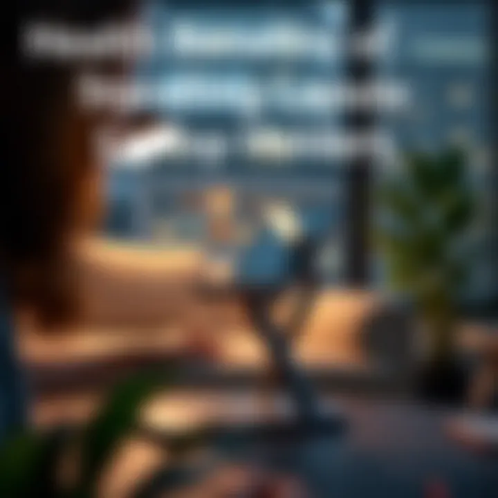 Health Benefits of Standing Laptop Holders Illustration of health benefits associated with using standing laptop holders.