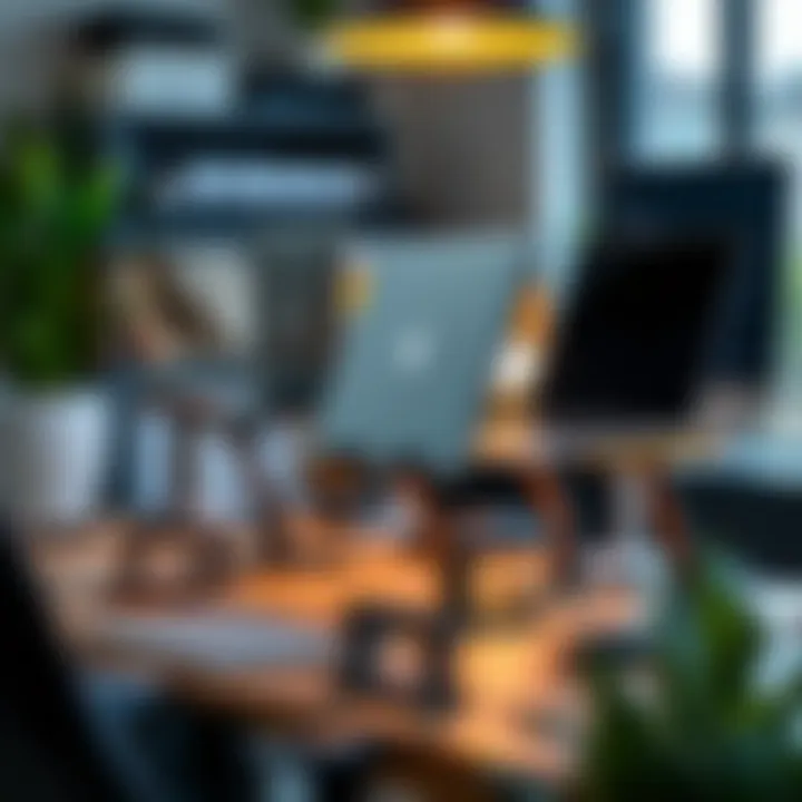 Variety of Standing Laptop Holders Variety of standing laptop holders displayed on a desk.