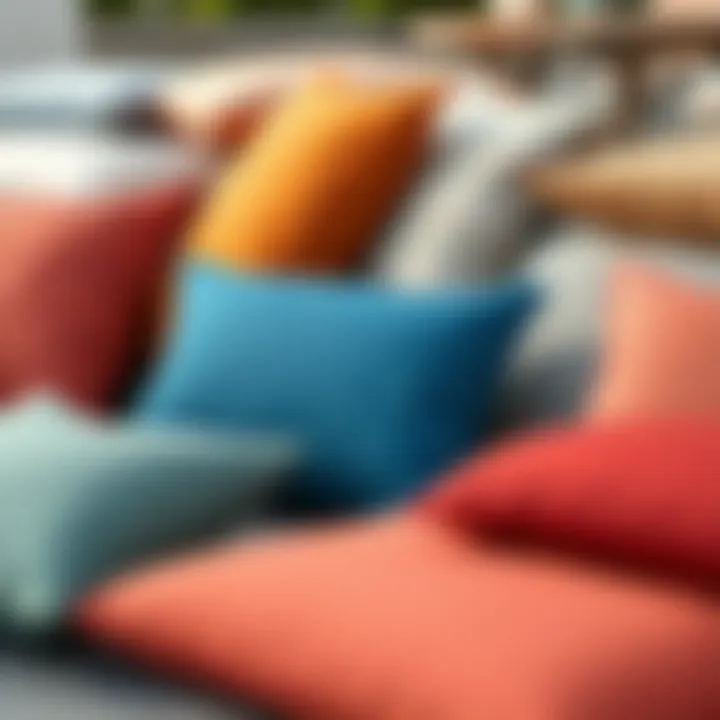 Variety of materials used for patio cushions displayed