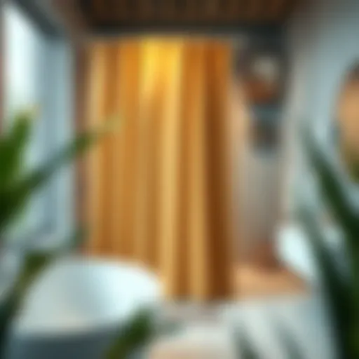 Stylish Shower Curtain in Modern Bathroom Elegant bathroom featuring a stylish shower curtain