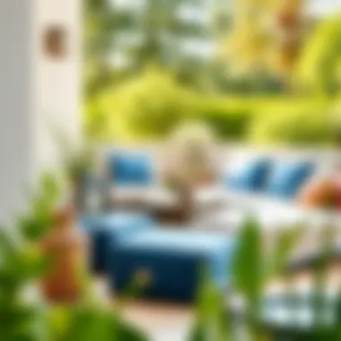 Various outdoor ottoman designs showcased on a patio