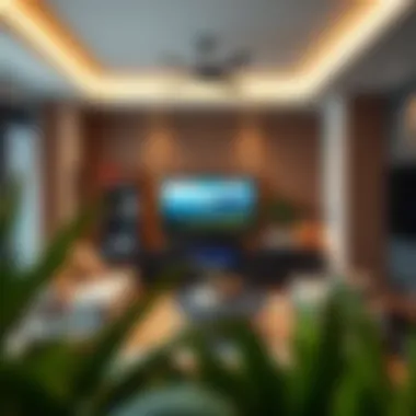 Cozy living room featuring a well-integrated media setup