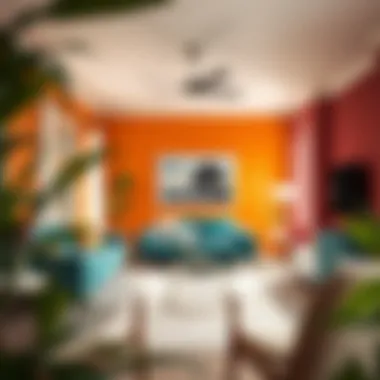 A vibrant color palette showcasing modern living room hues