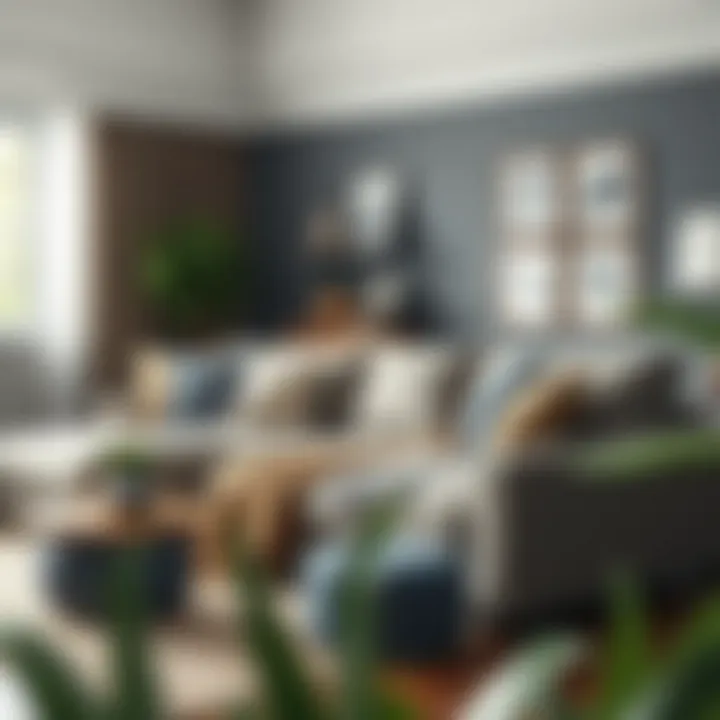 Well-maintained sectional sofa with decor accents