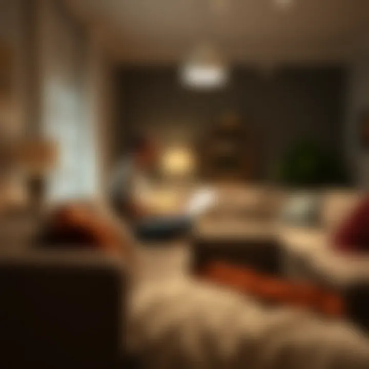 A person negotiating a price for a sectional sofa