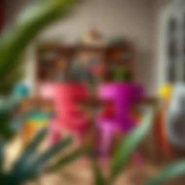 Vibrant colored dining chair set in a cozy dining area