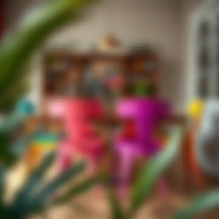 Vibrant colored dining chair set in a cozy dining area