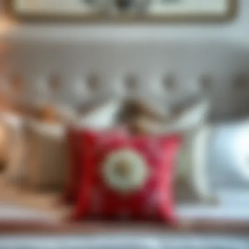 Elegant arrangement of decorative throw pillows on a bed
