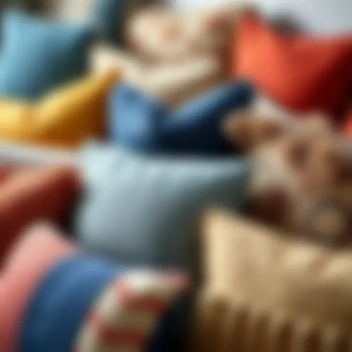 Variety of throw pillow styles showcasing textures and colors