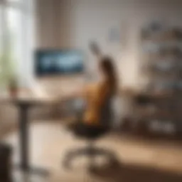 A stylish ergonomic desk designed for shorter individuals showcasing adjustable height features.
