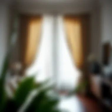 Stylish office with tailored curtain length for natural light