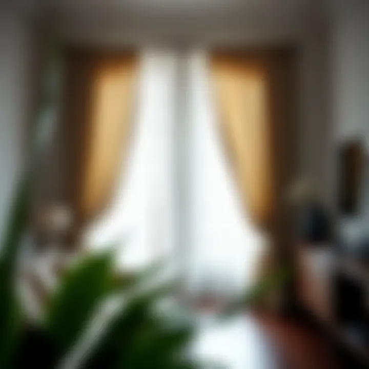 Stylish office with tailored curtain length for natural light