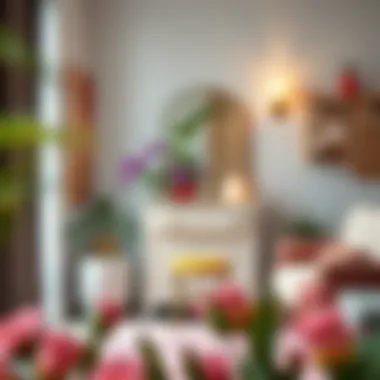 Stylish dressing stand with vibrant accessories in a chic room