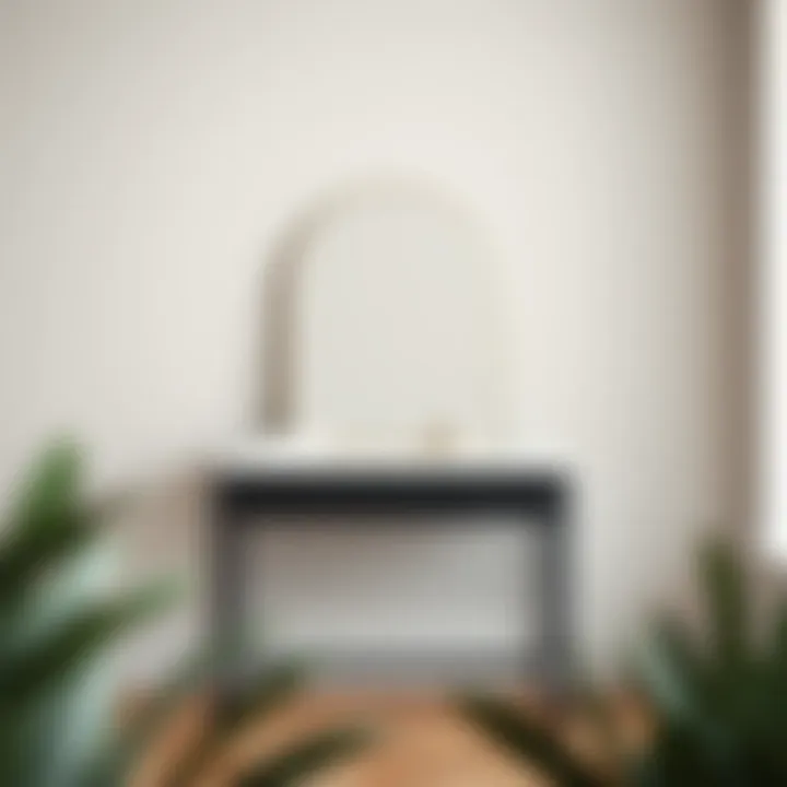 Modern metal dressing stand in a minimalist setting