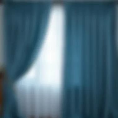 Elegant dusty blue blackout curtain draping