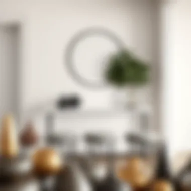 Minimalist entryway setup with a sleek console table and decorative stools