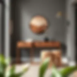 Stylish entryway console table with stools featuring modern design